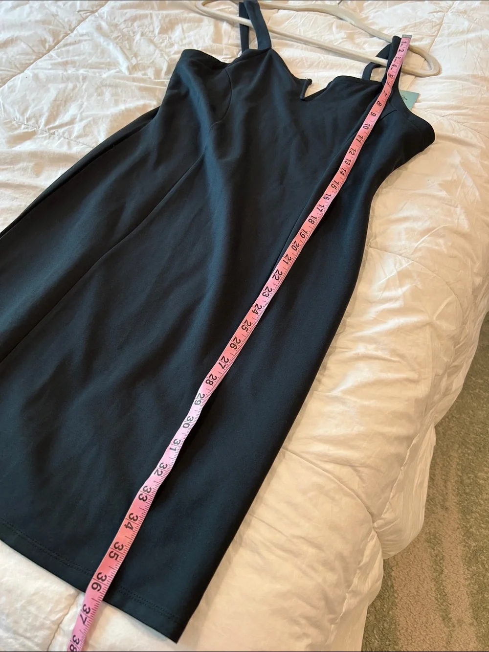 Derek Heart Black Midi Sheath Dress with Notch Neck